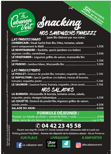 LE CABANON VERT menu 3